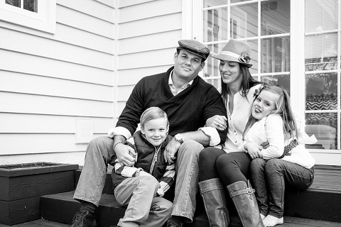 Naperville Photographer for families family of four in black and white