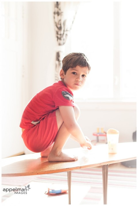 Candid Lifestyle Family Photos in Naperville IL, sunlight table perch