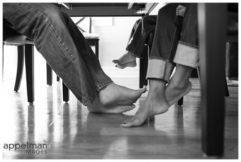 Photojournalistic Family Photography in Naperville by Appelman Images Photography, family feet under the breakfast table