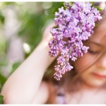 First lilacs of spring flower beautiful Naperville portraits of child and family at home outside 130-365 2014