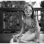 Mermaid bath in bucket with water filled goggles child in pool 209-365 2014