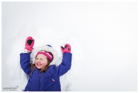 Purple Pink Little Girl Snow Angel Naperville Candid Photographer 6-365 