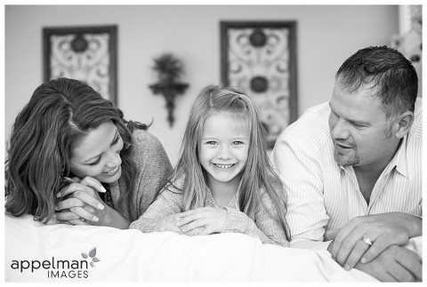 Family of Three in black and white portrait by Custom family photojournalistic photographer