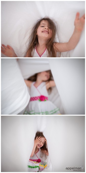 Giggles and White Blankets Little Girl Portraits in Naperville by Appelman Images Photography in Illinois