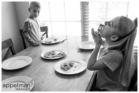 Chowing down breakfast at home lifestyle photography oswego il