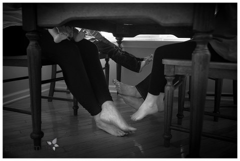 Family feet at a meal by lifestyle photographer in illinois