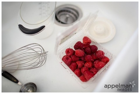 Still Life Raspberries with kitchen supplies white sink Oswego Naperville Photographer