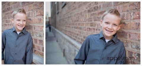 handsome little boy in fall mini session photos naperville